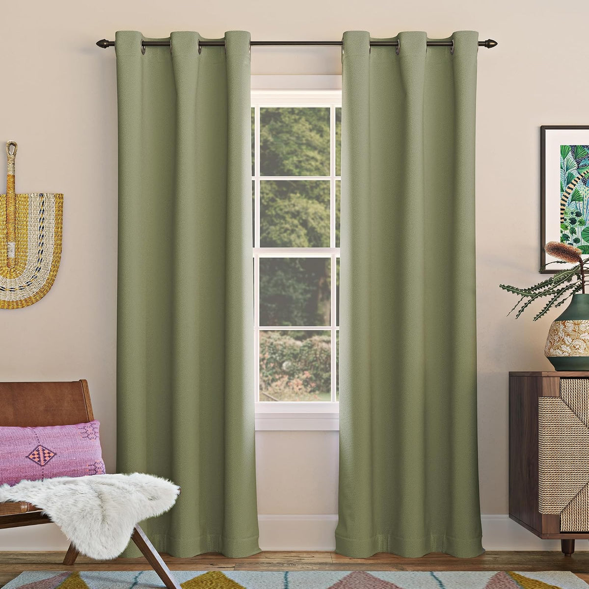 Sun Zero Easton - Cortina Opaca con Ojales, Panel Individual - Verde Salvia - 101.6An x 213.4Al cm (1 Paneles)