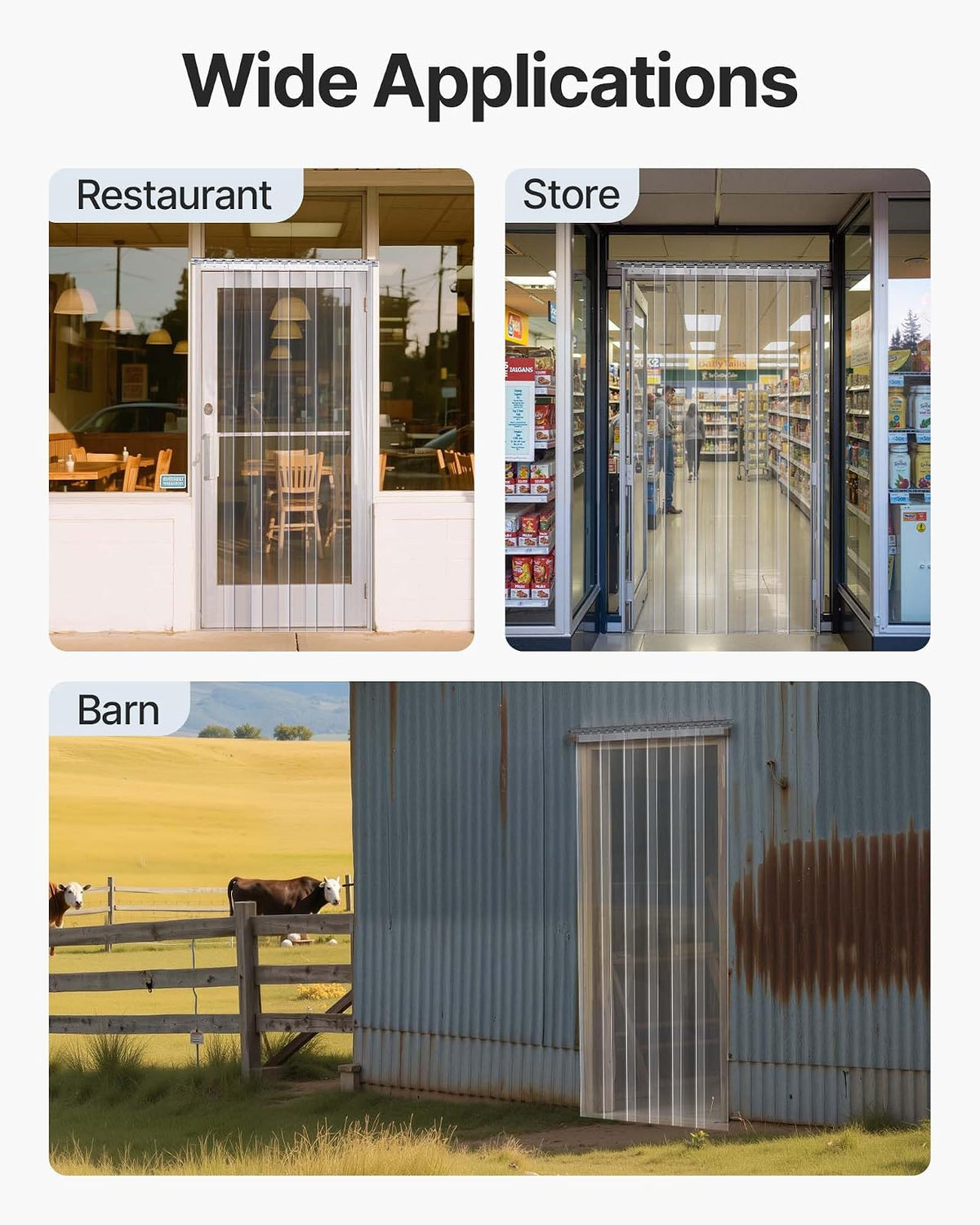 VEVOR 24PCS PVC Strip Curtain 96in (8 ft) Width x 96in (8 ft) Height, Vinyl Door Strips Strips 2mm Thickness, Plastic Door Curtain with 5cm Overlap, for Freezer Doors Warehouse Doors