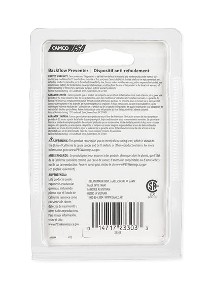 Camco Preventor de Reflujo 23303 para Calentador de Agua de RV de Latón 1/2 Pulgada NPT