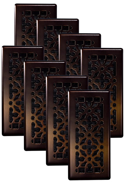 Decor Grates AGH410-RB-8 - Registro de piso gótico, 4 x 10 pulgadas, bronce frotado, paquete de 8