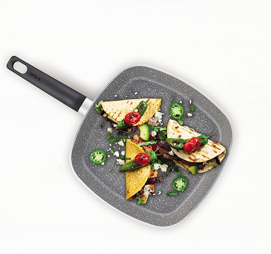 T-Fal Grill 26 cm Healthy Cook, con Antiadherente Mineralia para un perfecto deslizamiento, Hecho en Francia, con Termo-Señal,B7014082