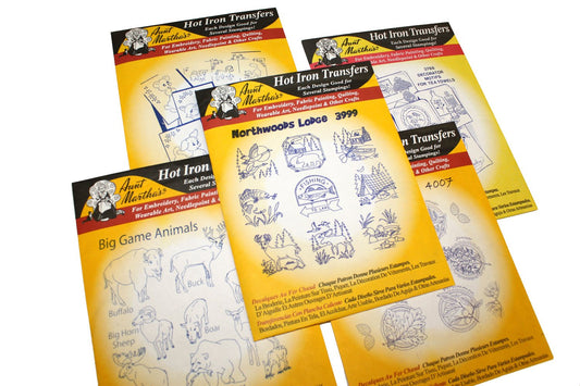 Aunt Martha's Iron On Transfer Patterns for Stitching, Embroidery or Fabric Painting, Nature Patterns for Tea Towels or Quilting, Set of 5