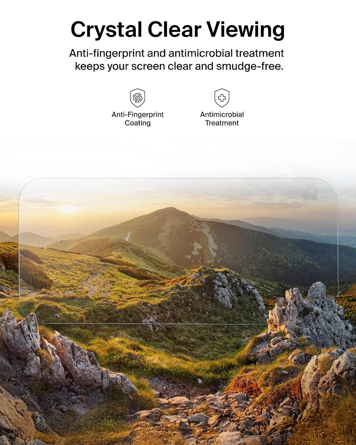 Belkin ScreenForce Protector de visualización de vidrio templado para iPhone 17/16 Pro, protección contra impactos resistente a los arañazos con bandeja de alineación fácil para aplicación sin