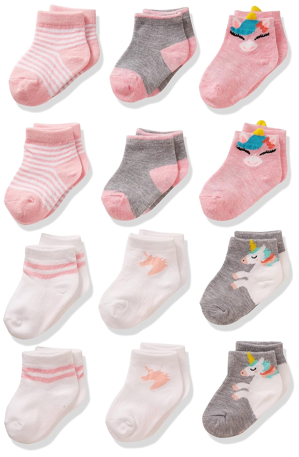 Cherokee Calcetines Cortos para Niña, Paquete de 12 - 12-24 Meses - Unicornio múltiple surtido