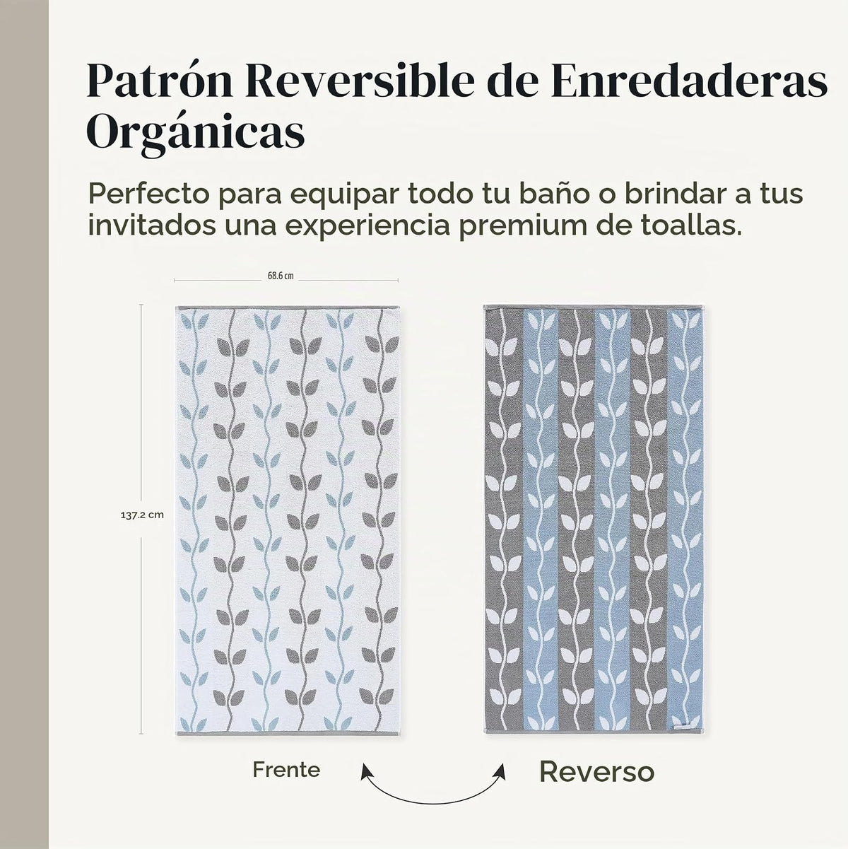 Modern Threads Organic Vines - Juego de 6 Toallas de algodón 100% – Hilo teñido Jacquard y sólido – Incluye 2 Toallas de baño, 2 Toallas de Mano, 2 paños – Absorbente, de Secado rápido, Suave y