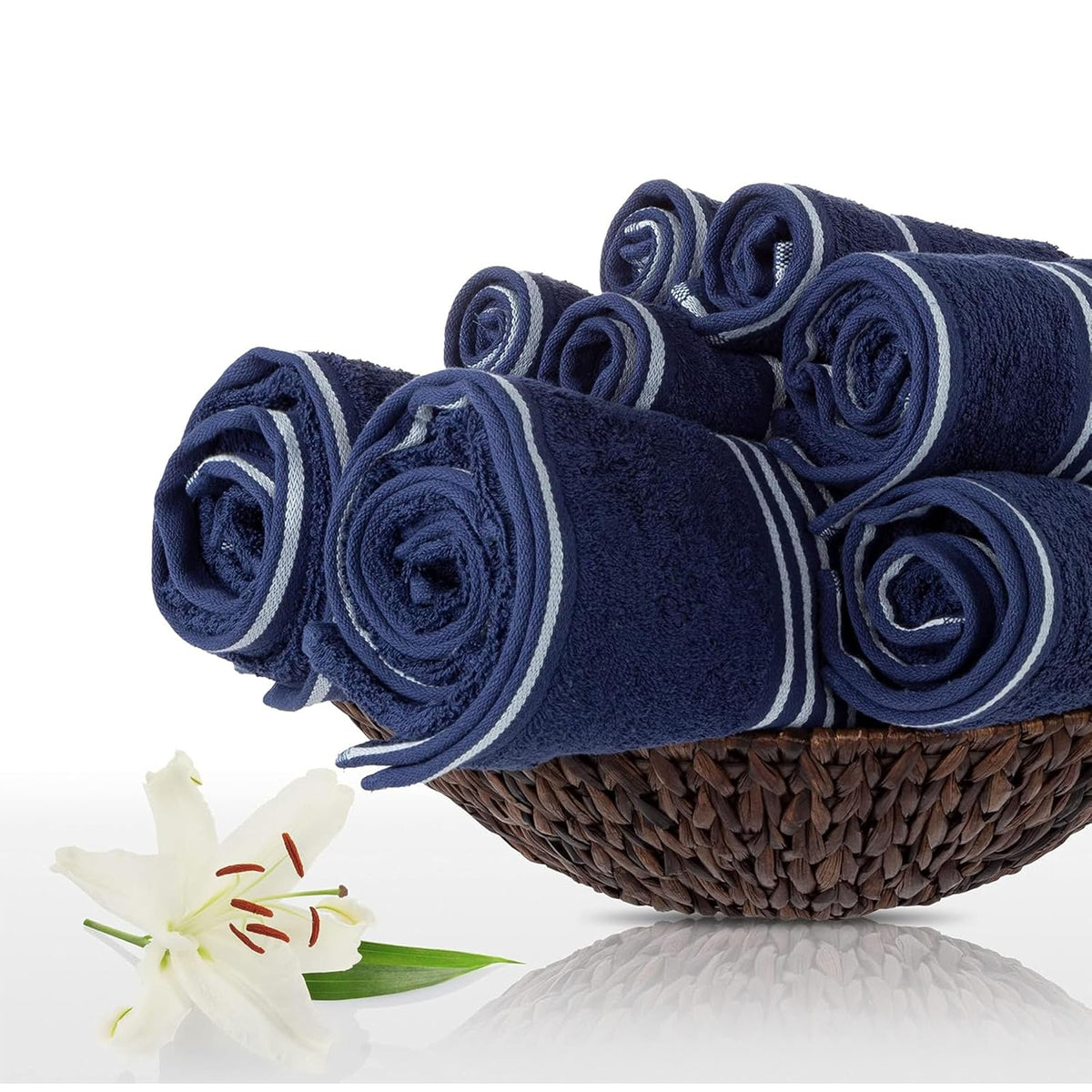 Lavish Home 67-0022-N Towel Set Rio, Navy, 8 Piece