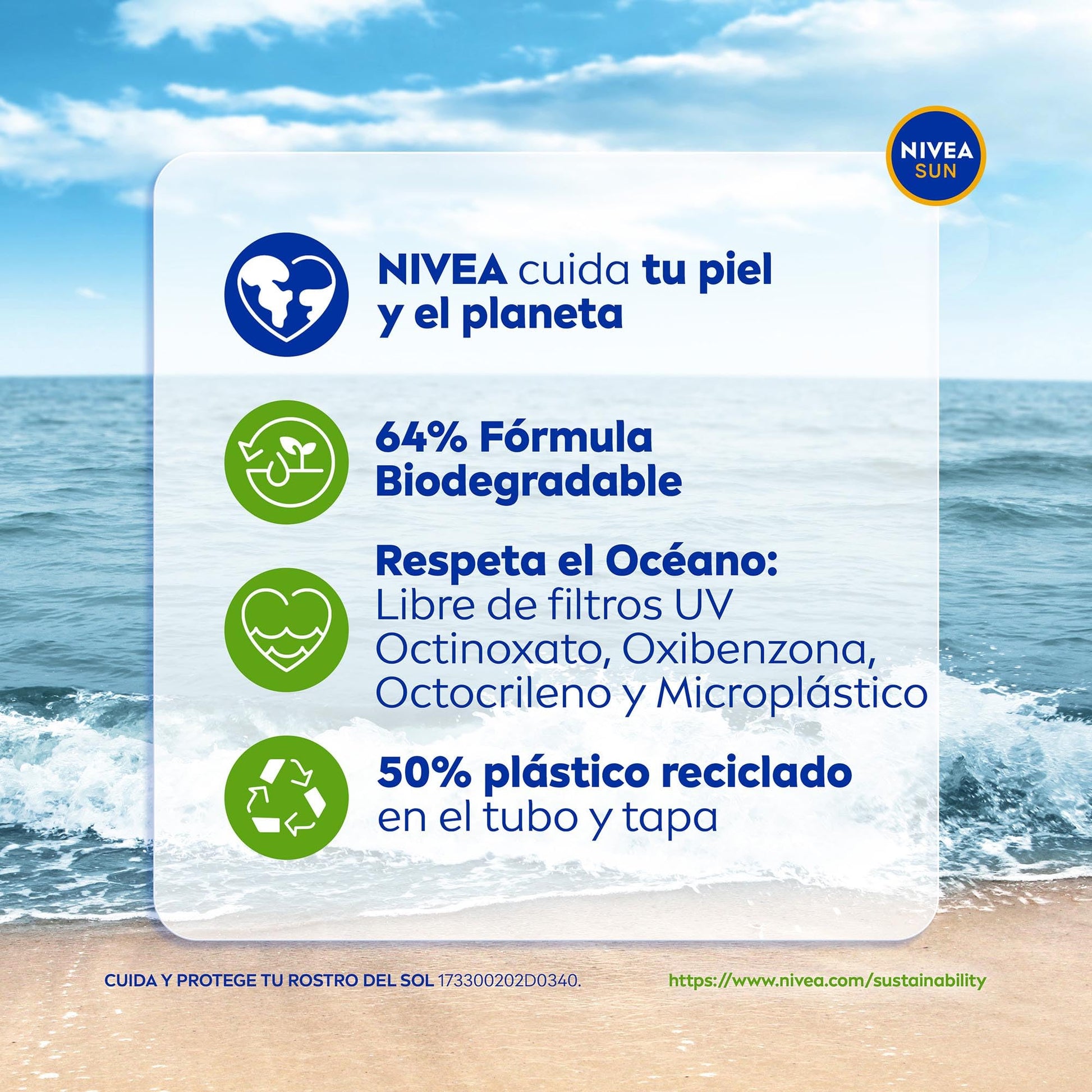 Protector Solar Facial NIVEA SUN Control Brillo Tono Claro, Cobertura de Larga Duración FPS 50+ 50ml