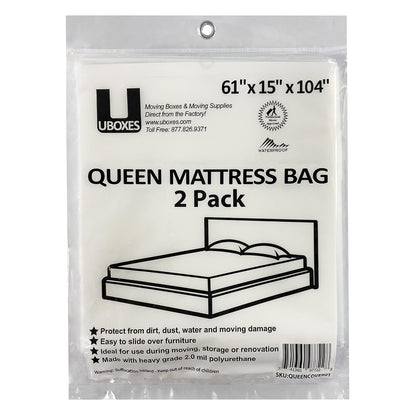 UBOXES Cubiertas/Bolsas de colchón de tamaño Queen, de 155 cm x 38 cm x 228 cm, Suministros de mudanza (Queencover02)