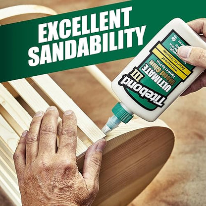 Titebond III Ultimate Wood Glue 473ml - Alta Resistencia - Impermeable - Adherencia - Carpintería - Hecho en USA
