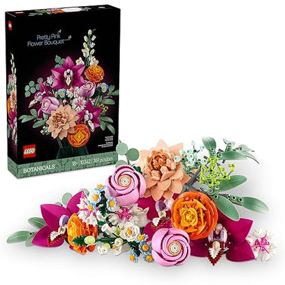LEGO Ramo de Flores Fantasía en Rosa - Model Kit de Construcción para Adultos, Años 18+ - Flores Artificiales Decoración para Hogar - Regalos para Mujer y Hombre - 10342