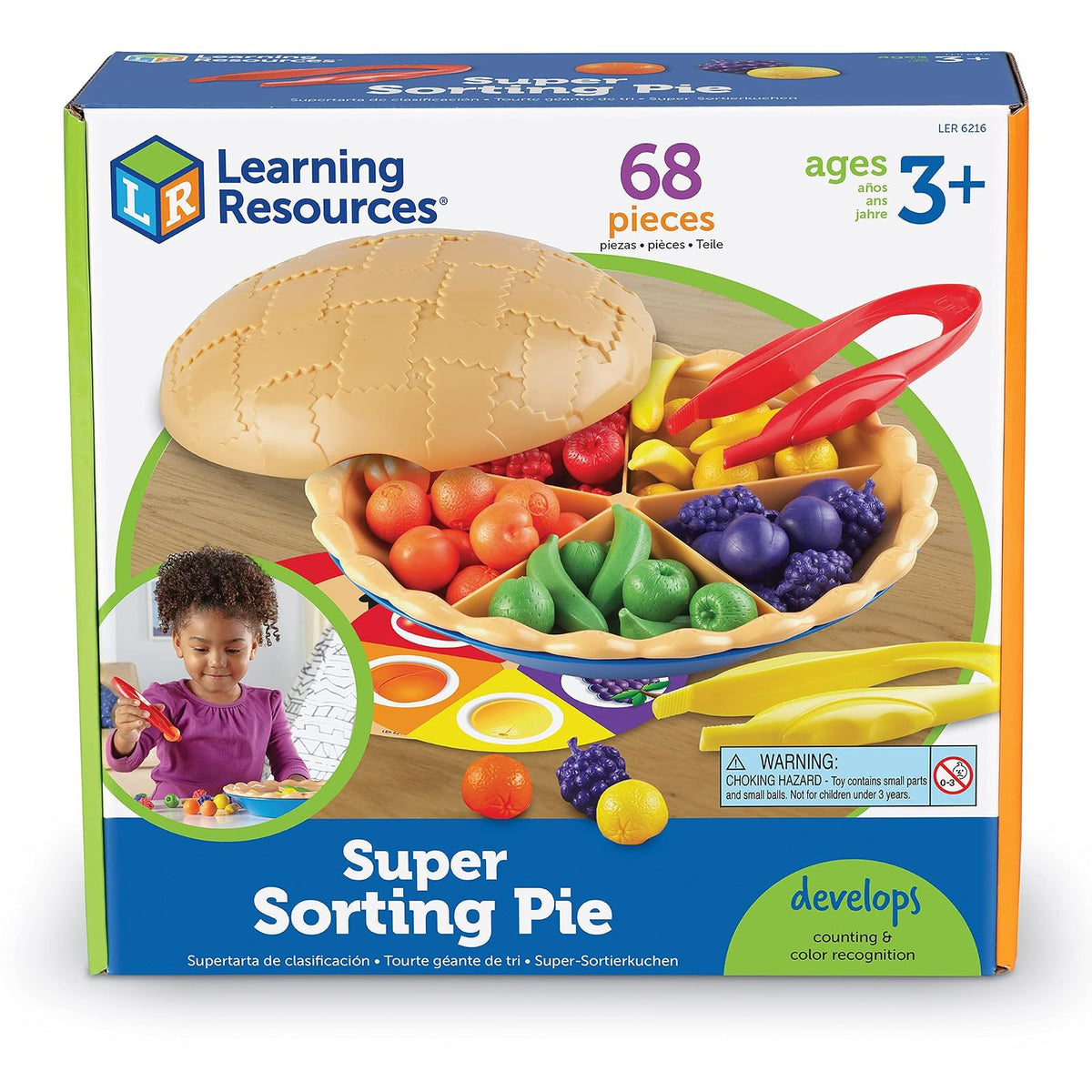 Learning Resources Super Sorting Pie - 68 Piezas, Edades 3+ años Juguetes de Desarrollo Temprano, Juguete de Motricidad Fina, Juguetes Educativos para Niños, Comida de Juguete para Niños