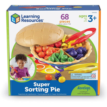 Learning Resources Super Sorting Pie - 68 Piezas, Edades 3+ años Juguetes de Desarrollo Temprano, Juguete de Motricidad Fina, Juguetes Educativos para Niños, Comida de Juguete para Niños