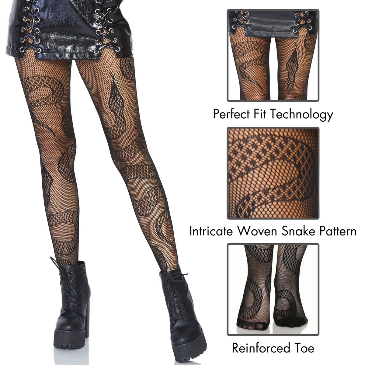 Leg Avenue Medias de red de animales alternativos oscuros para mujer