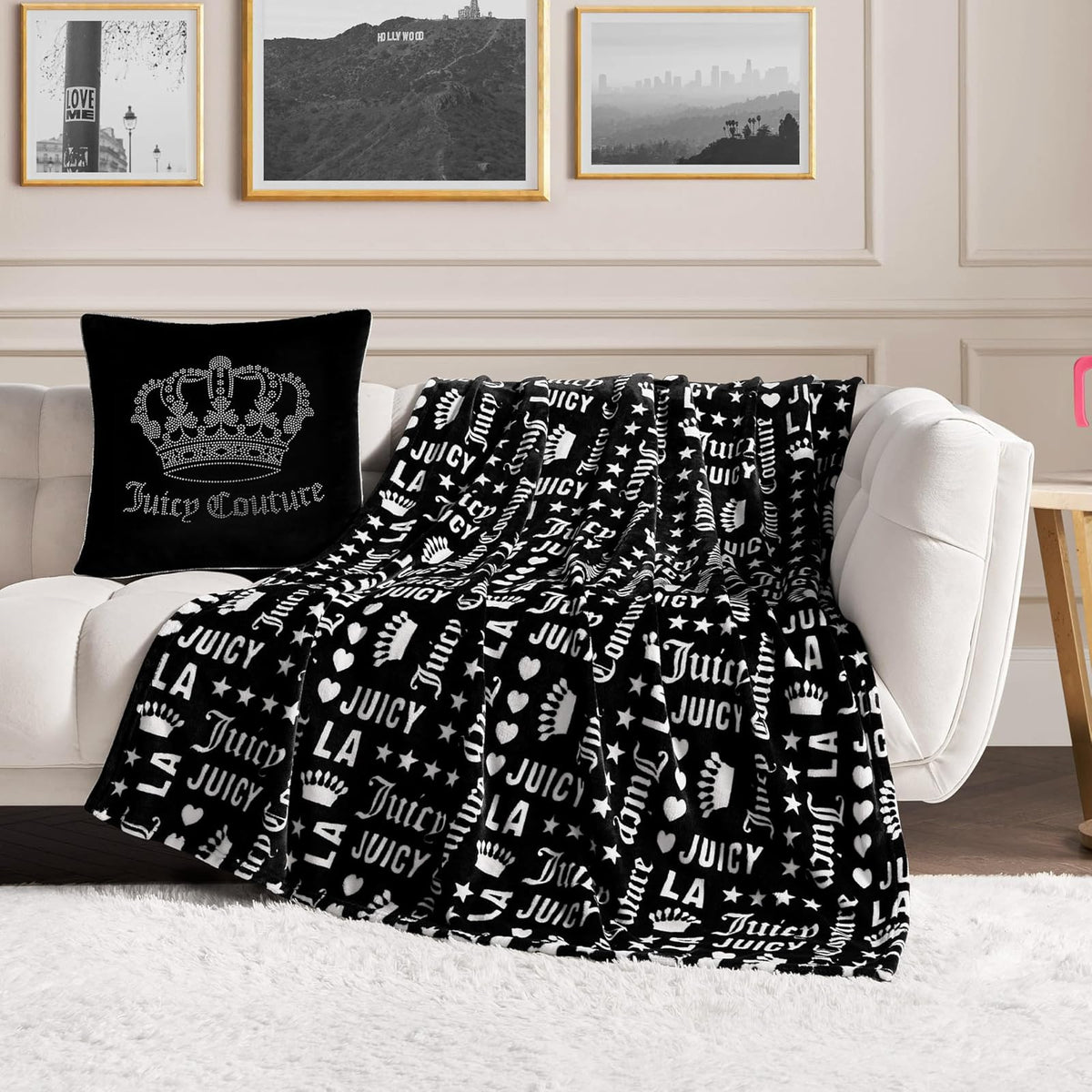 Juicy Couture - Manta Decorativa de Felpa Crown Royal, 50 x 70 Pulgadas - 50" x 70" - Palabras jugosas