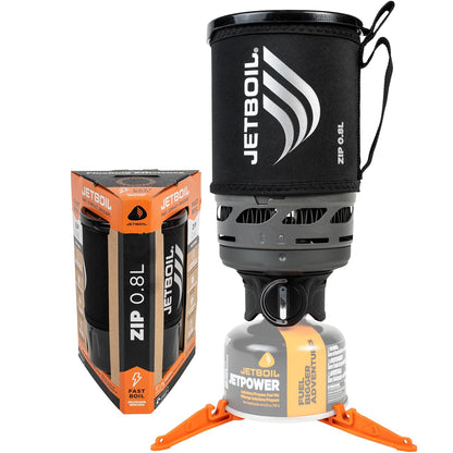 Jetboil - Estufa portátil de ebullición rápida con cierre de 0,8 l con botón de giro fácil para mochileros y camping, quemador de propano/isobutano con taza de cocina, carbono