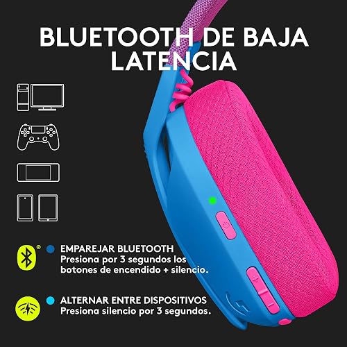 Logitech G435 Lightspeed Audífonos Inalámbricos Gaming Bluetooth - Ligeros, on-Ear, micrófonos Integrados, batería de 18 Horas, compatibles con Dolby Atmos, PC, PS4, PS5, Celular - Azul