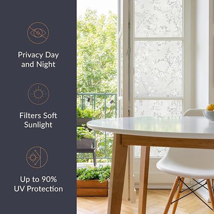 Artscape Blossom - Película Decorativa para Ventana de privacidad con patrón de Vidrio Texturizado, no calcomanía y protección UV, fácil de aplicar y extraíble, 24 x 36 Pulgadas, Fabricado en Estados