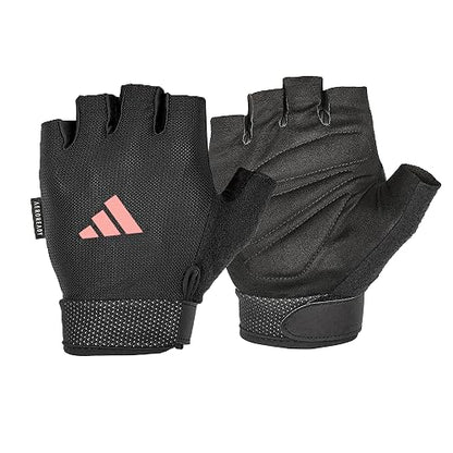 Adidas Essential - Guantes Ajustables sin Dedos para Hombres y Mujeres, Guantes Acolchados para Levantamiento de Pesas, Correas de muñeca Ajustables para un Ajuste Seguro y a Medida