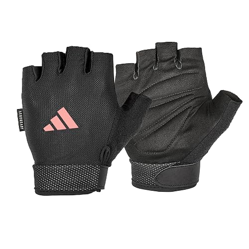 Adidas Essential - Guantes Ajustables sin Dedos para Hombres y Mujeres, Guantes Acolchados para Levantamiento de Pesas, Correas de muñeca Ajustables para un Ajuste Seguro y a Medida