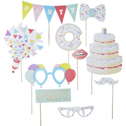 Ginger Ray - Juego de 10 accesorios para fotomatón de cumpleaños para fiestas de cumpleaños