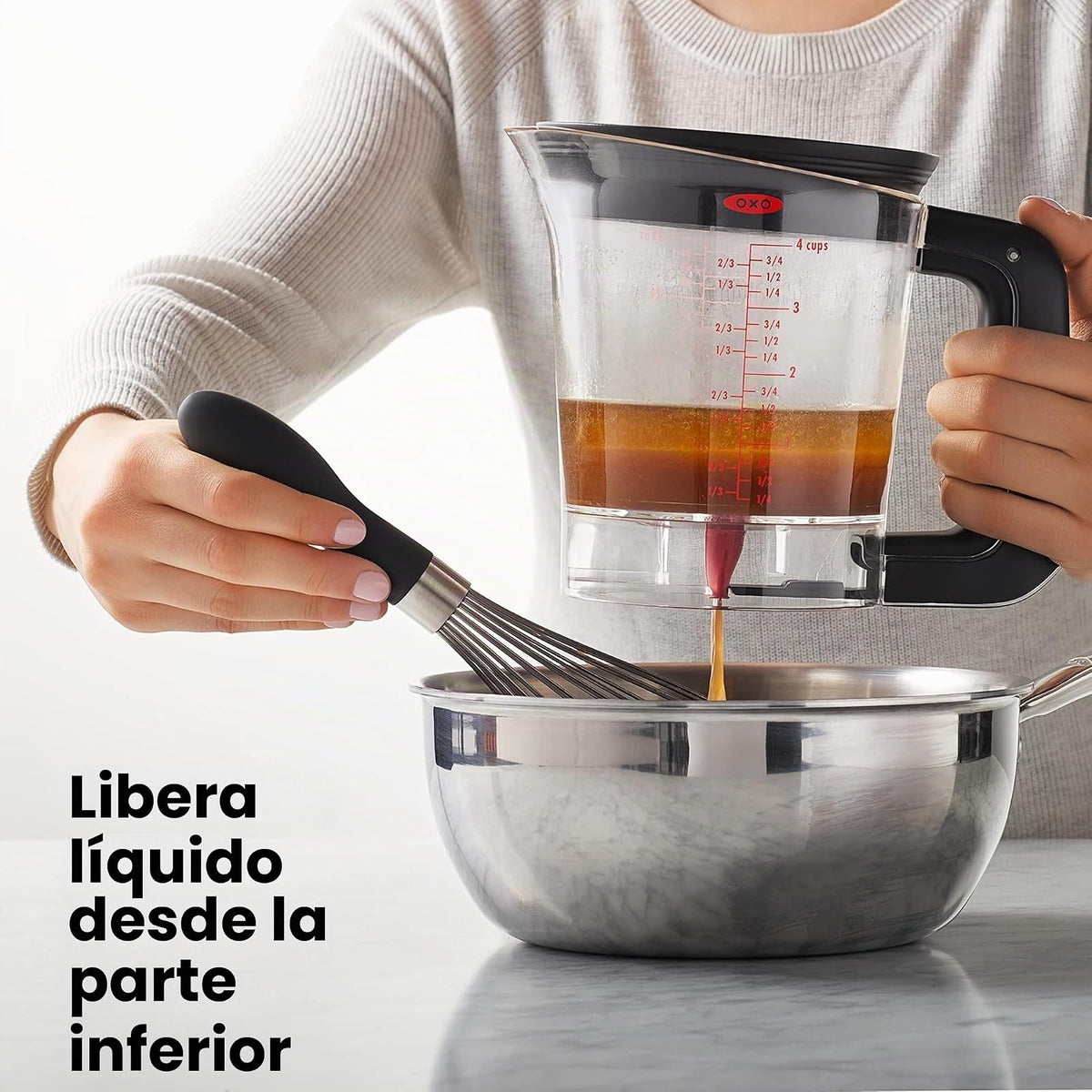 OXO Good Grips Good Gravy Separador de grasa de 4 tazas, plástico, tamaño 1