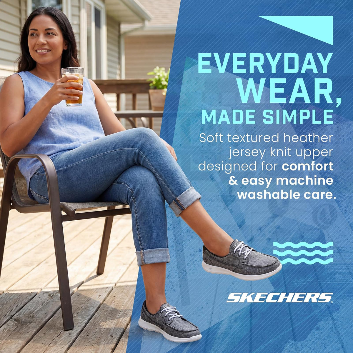 Skechers Go Walk Lite-15433 - Zapatos náuticos para Mujer