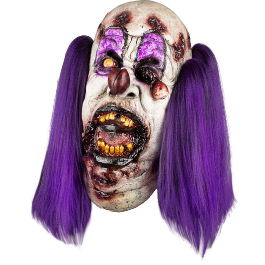 Ghoulish Productions Máscara De Látex Charly Gluttonous Zombie, Accesorio Látex Cosplay Payaso Glotón, Disfraz Aterrador para Halloween y Fiestas Temáticas, Cosplay Bufón Creepy, Diseño Artesanal