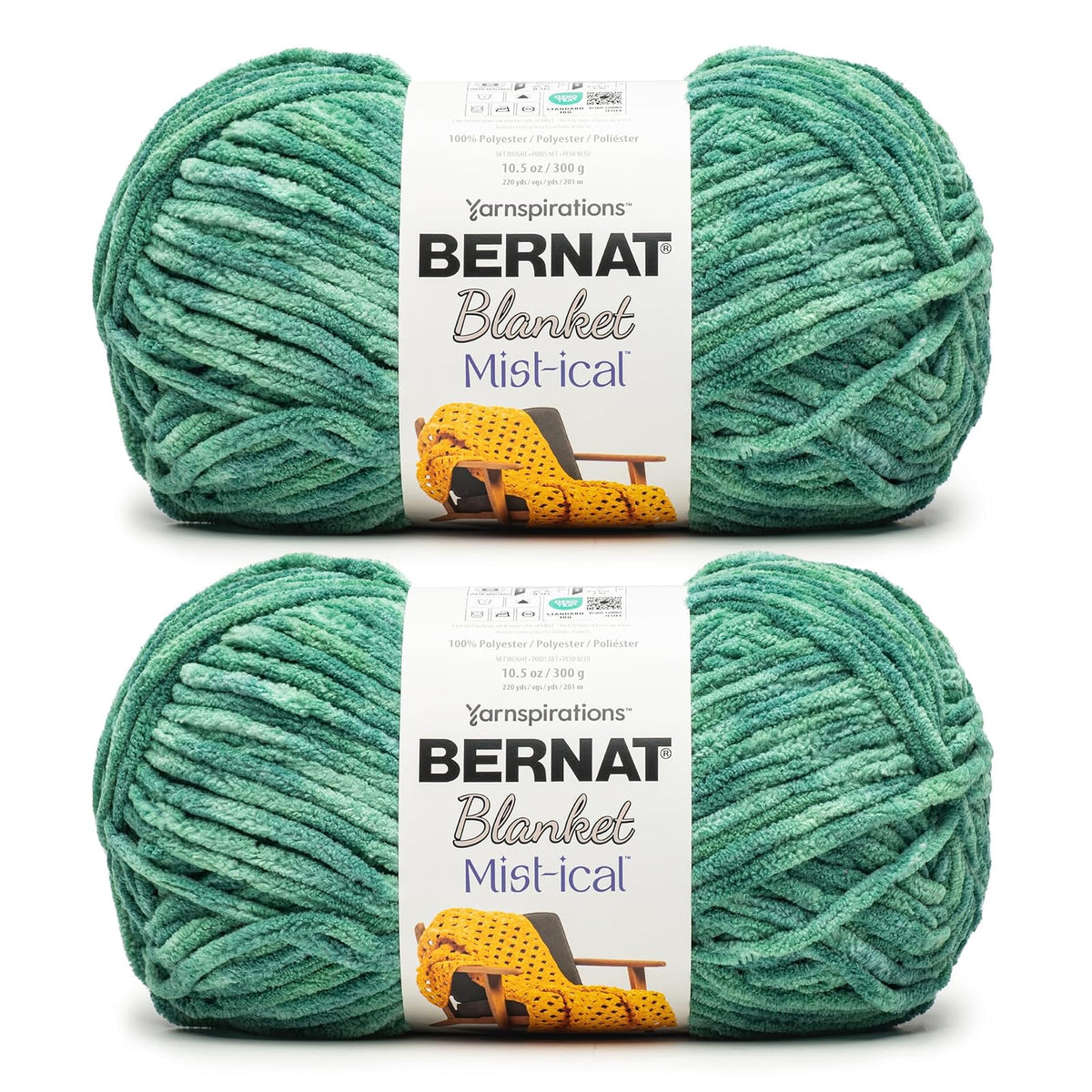 Bernat Blanket Mist-ical Estambre Jumbo Efecto Mármol, Azul Tormenta - Menta
