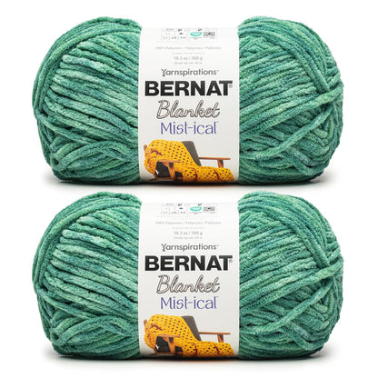 Bernat Blanket Mist-ical Estambre Jumbo Efecto Mármol, Azul Tormenta - Menta