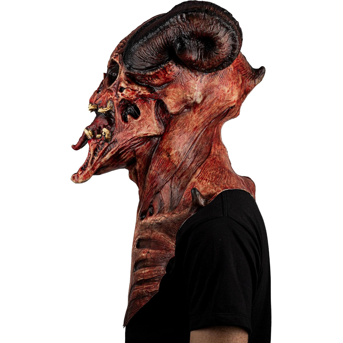 Ghoulish Productions Máscara De Látex Astaroth Devil´s, Accesorio Cosplay Calavera Demonio Rojo, Disfraz Aterrador para Halloween y Fiestas Temáticas, Cosplay Demonio con Cuernos, Diseño Artesanal