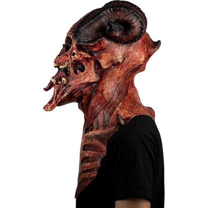 Ghoulish Productions Máscara De Látex Astaroth Devil´s, Accesorio Cosplay Calavera Demonio Rojo, Disfraz Aterrador para Halloween y Fiestas Temáticas, Cosplay Demonio con Cuernos, Diseño Artesanal