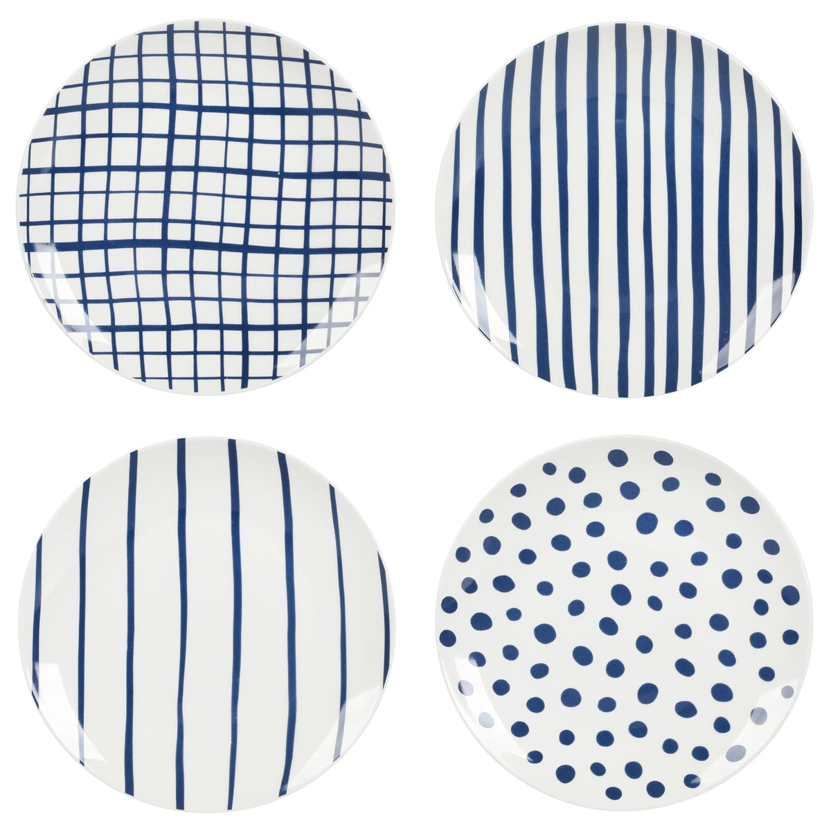 Gibson Home Seaboard - Juego de vajilla y cuencos de porcelana blanca y azul