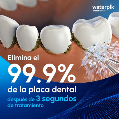 Waterpik Irrigador Bucal Cordless Pulse WF-20 con Limpiador de Lengua. | Recargable y Portátil. Encías Saludables y Dientes más en 14 Días, Elimina el 99% de la Placa Dental en 3 Seg.