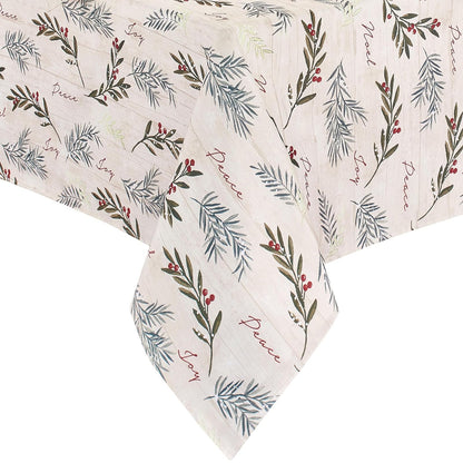 Elrene Home Fashions Mantel Rectangular navideño con Adornos de árbol de Acebo navideño, 152 x 120 cm, Multicolor