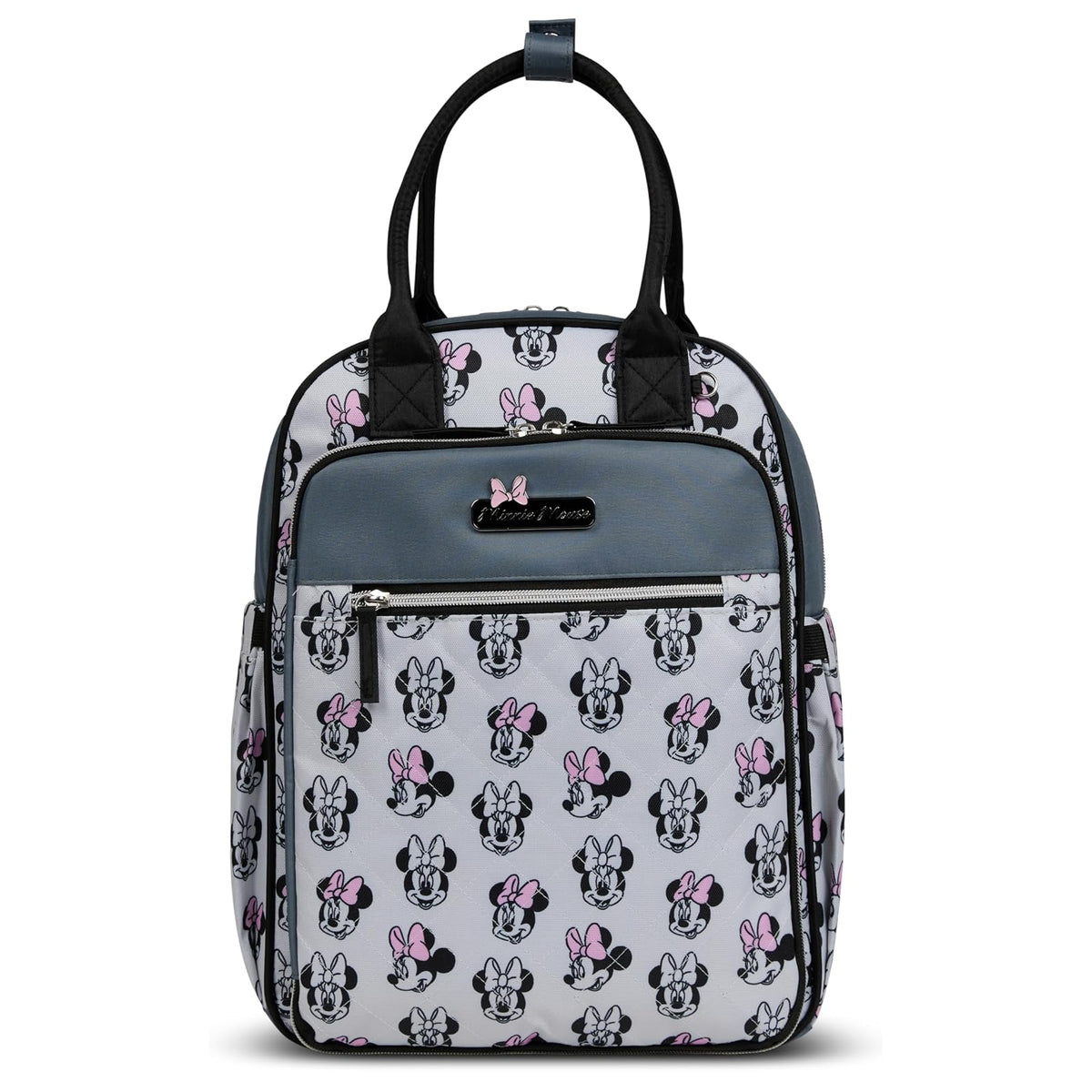 Disney - Mochila para pañales con cambiador - Bolsa de bebé de nailon de 16 pulgadas, Mickey Mouse, Minnie Mouse, Stitch y Winnie the Pooh