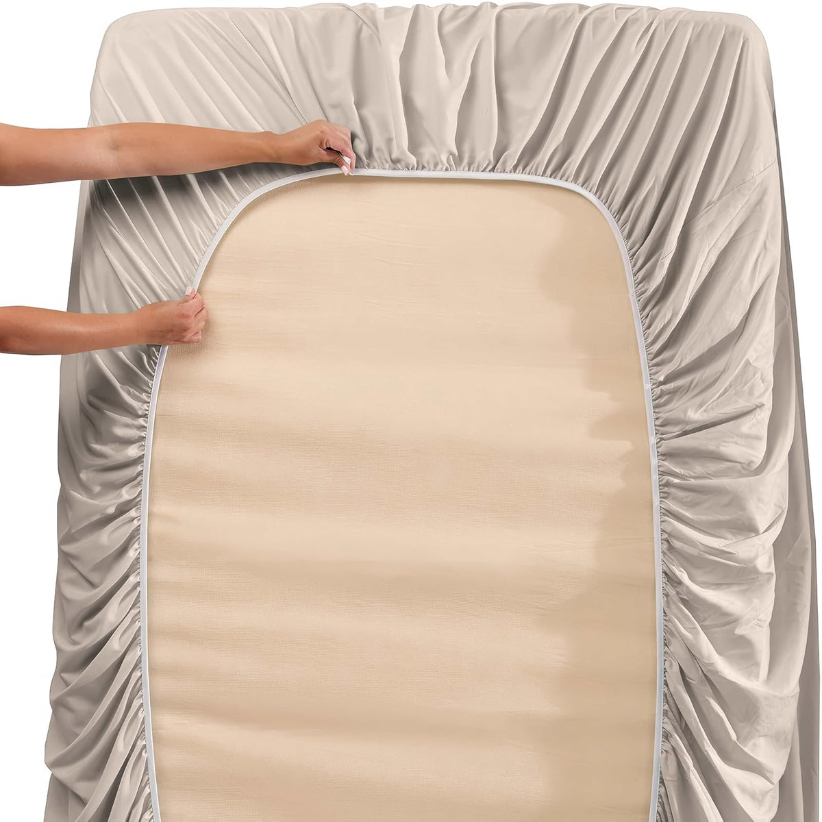 Hearth & Harbor Juego de sábanas tamaño Queen con Bolsillo Extra Profundo | Juego de sábanas de 4 piezas, ultra suave y transpirable, se adapta a colchones de hasta 61 cm, lujo de hotel