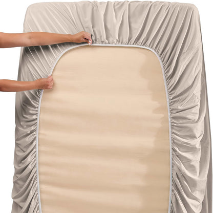 Hearth & Harbor Juego de sábanas tamaño Queen con Bolsillo Extra Profundo | Juego de sábanas de 4 piezas, ultra suave y transpirable, se adapta a colchones de hasta 61 cm, lujo de hotel