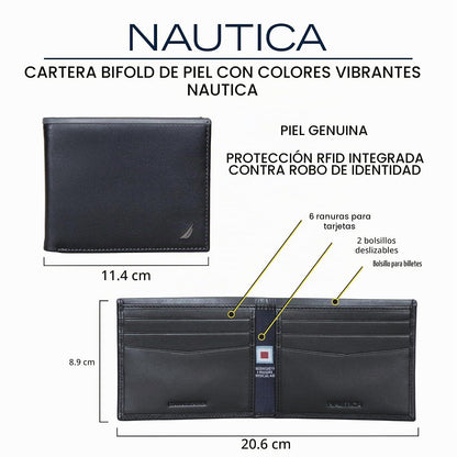 Nautica Pop Color Leather Bifold Wallet