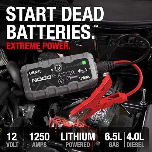 NOCO Boost X GBX45: Arrancador de batería de Auto 1250A – Booster de Litio portátil 12V, Power Bank y Cables para Pasar Corriente – para Motores de Gasolina hasta 6.5L y diésel hasta 4.0L