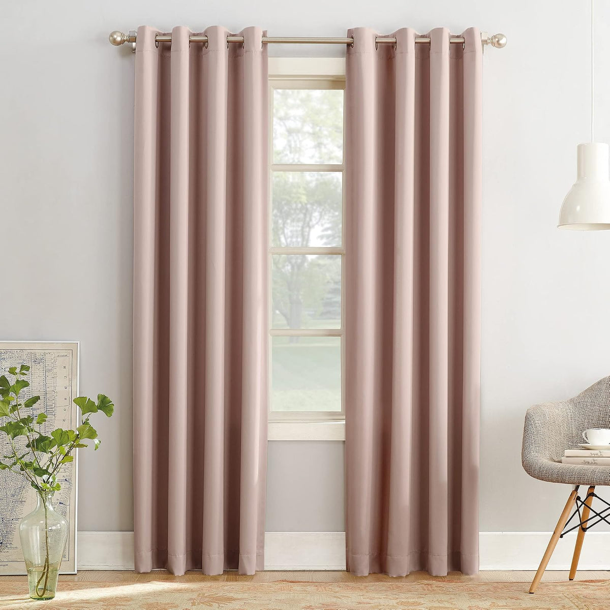 Sun Zero Barrow Cortina para Ahorro de Energía con Ojales - 137.2An x 160Al cm (1 Paneles) - Rosado Blush