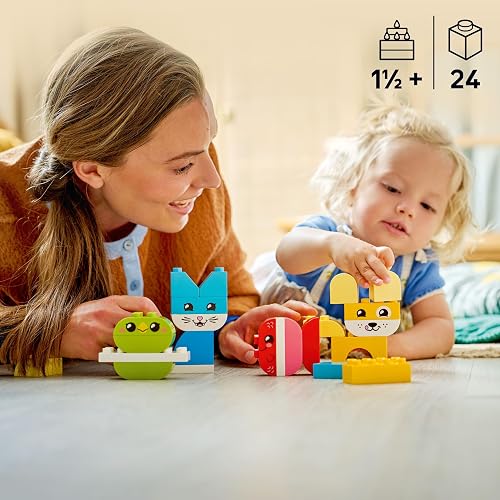 LEGO Duplo Mi Primer Mascotas Simpáticas Creativas “3 en 1” – Juguete de Aprendizaje con 8 Opciones de Construcción de Figuras de Animales para Bebés a Partir de 18 Meses – 10477
