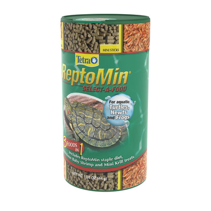 Tetra ReptoMin Alimento Selecto para Tortugas y Anfibios 3 en 1 de Reptomin, Baby Shrimp y Mini Krill Treats Contiene 44 Gramos