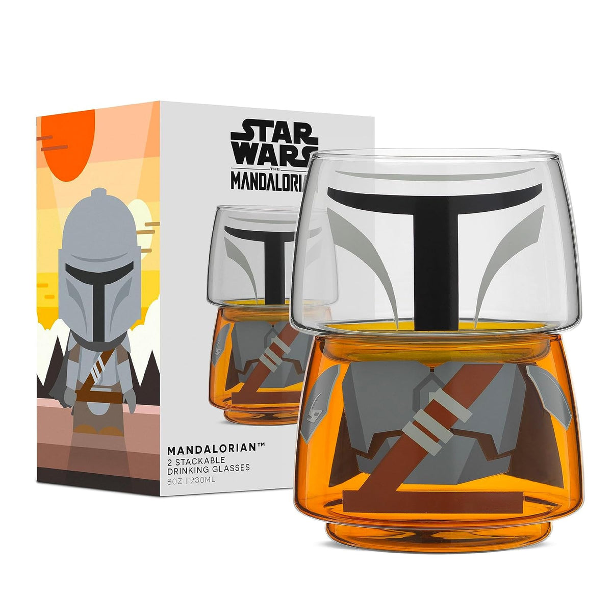JoyJolt Star Wars Juego de 2 Vasos Apilables Darth Vader, 8 oz - El mandaloriano