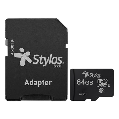 Memoria Micro SD 64GB Clase 10 con Adaptador Negro Stylostech