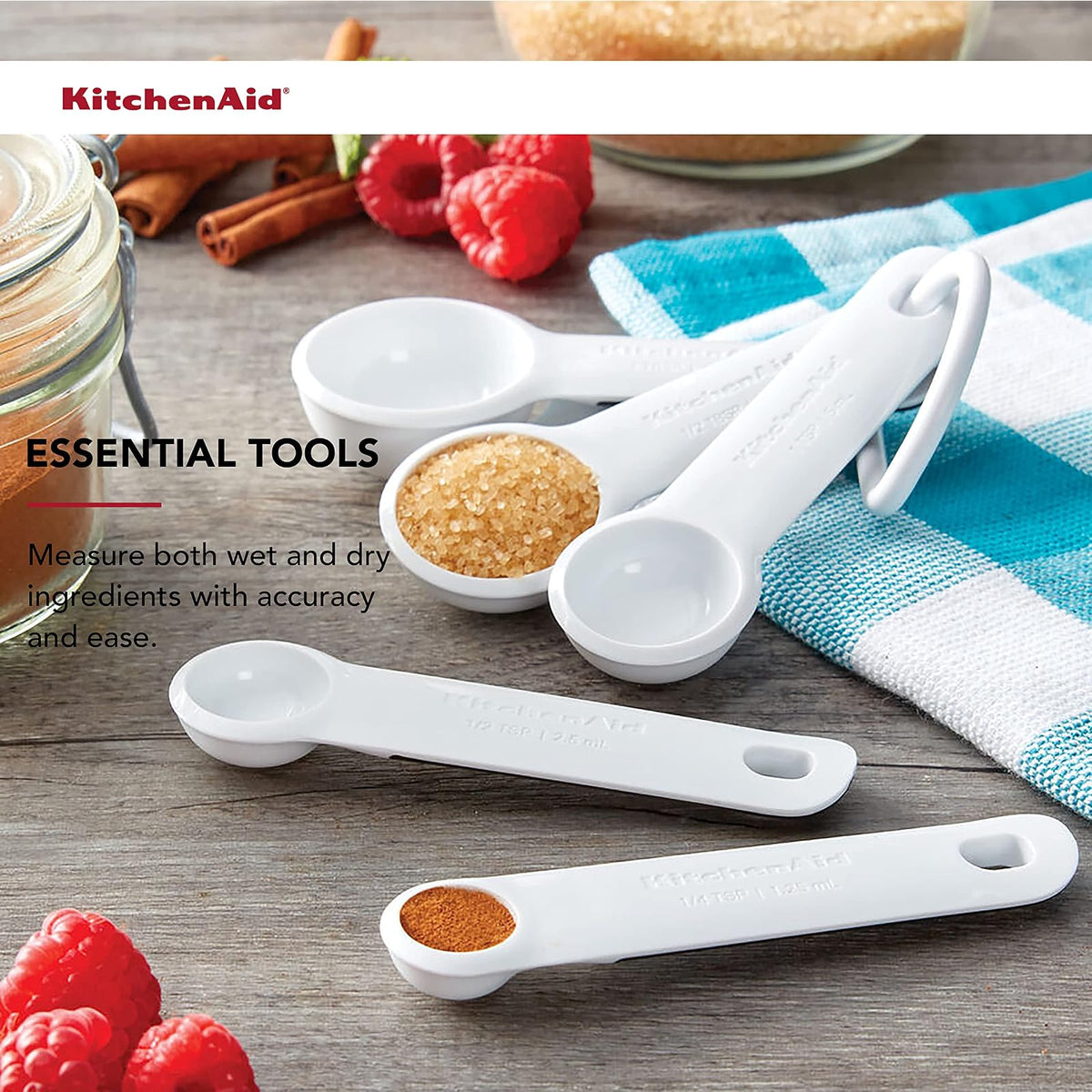 KitchenAid Juego de 5 cucharas medidoras, color blanco