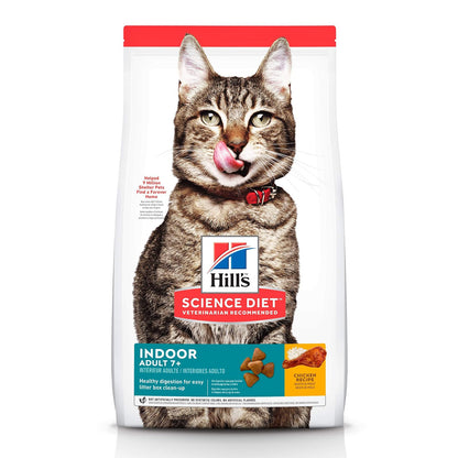 Hill's Science Diet Indoor Croquetas para Gato Senior Sabor Pollo 3.2Kg | Croquetas Hill's para gato, pollo real, vitalidad senior, salud de órganos vitales, energía diaria