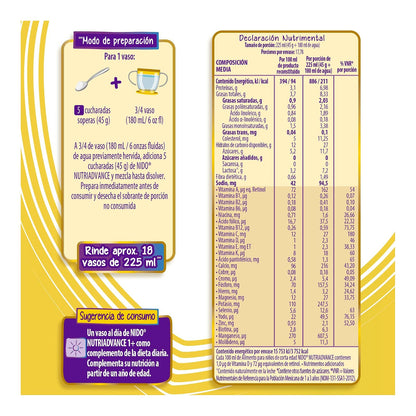 NIDO Nutri Advance Alimento Para Niños Sabor Vainilla Lata de 800 g