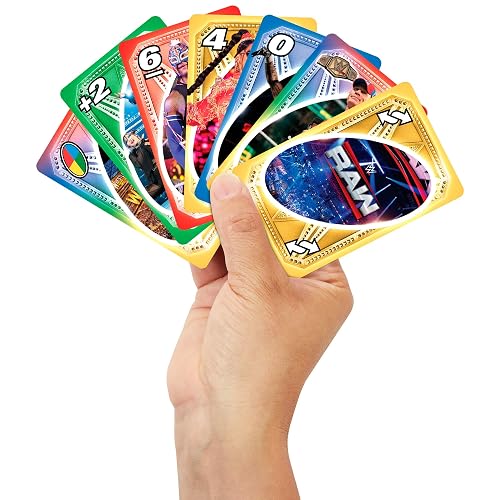 Juego de Cartas UNO de la WWE para niños, Adultos y Noches Familiares, mazo Coleccionable Que Incluye a Las superestrellas favoritas de los Fans