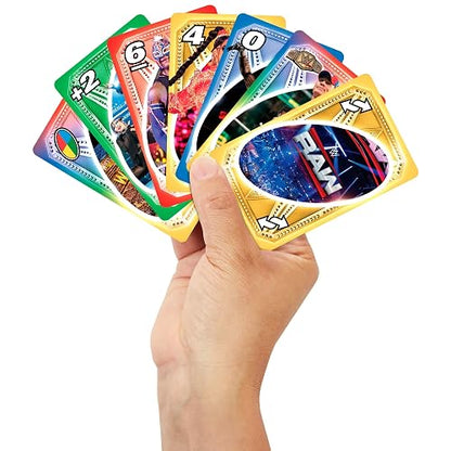 Juego de Cartas UNO de la WWE para niños, Adultos y Noches Familiares, mazo Coleccionable Que Incluye a Las superestrellas favoritas de los Fans
