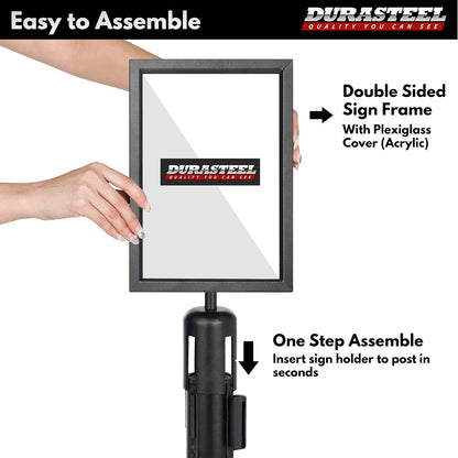 DuraSteel Soporte Para Letrero de Doble Cara 8.5 x 11 Pulgadas con Plexiglás Vertical